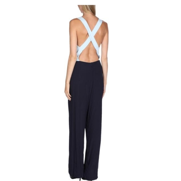 STAUD NAVY OPEN BACK COLOR BLOCK EUC JUMPSUIT SIZE LARGE - Picture 2 of 6